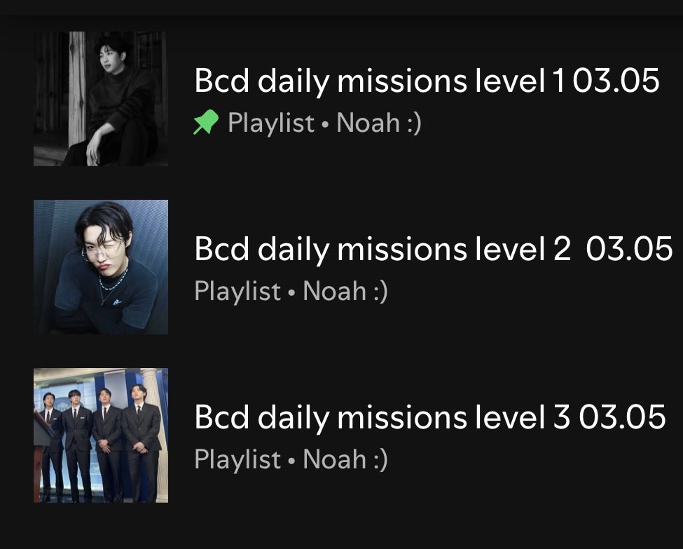 abyssofpeace's tweet image. Good morning ami 💜🌟

Bcd daily missions updated playlist 03.05 (missions are same as yesterday’s) 

#bcd #bcdapp 

Spotify:
 
Level  1 open.spotify.com/playlist/5PMYq…

Level 2 open.spotify.com/playlist/5owtY…

 Level 3 open.spotify.com/playlist/3kyiu…