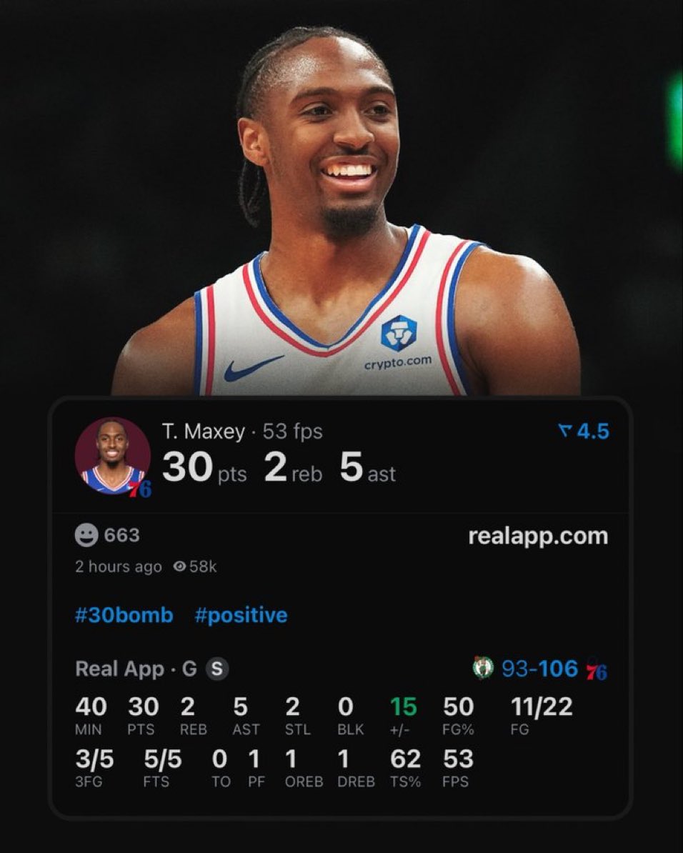 lucasdedirecta's tweet photo. Tyrese Kendrid Maxey. 

Atravessou os dramas Ben Simmons, James Harden, e o calvário de Joel Embiid. 

Sempre de sorriso na cara, sempre optimista, até ser o de facto franchise player da equipa, e matar a série num pavilhão de tantas derrotas.

Uma alegria de jogador! https://t.co/nZ8vc02Mij