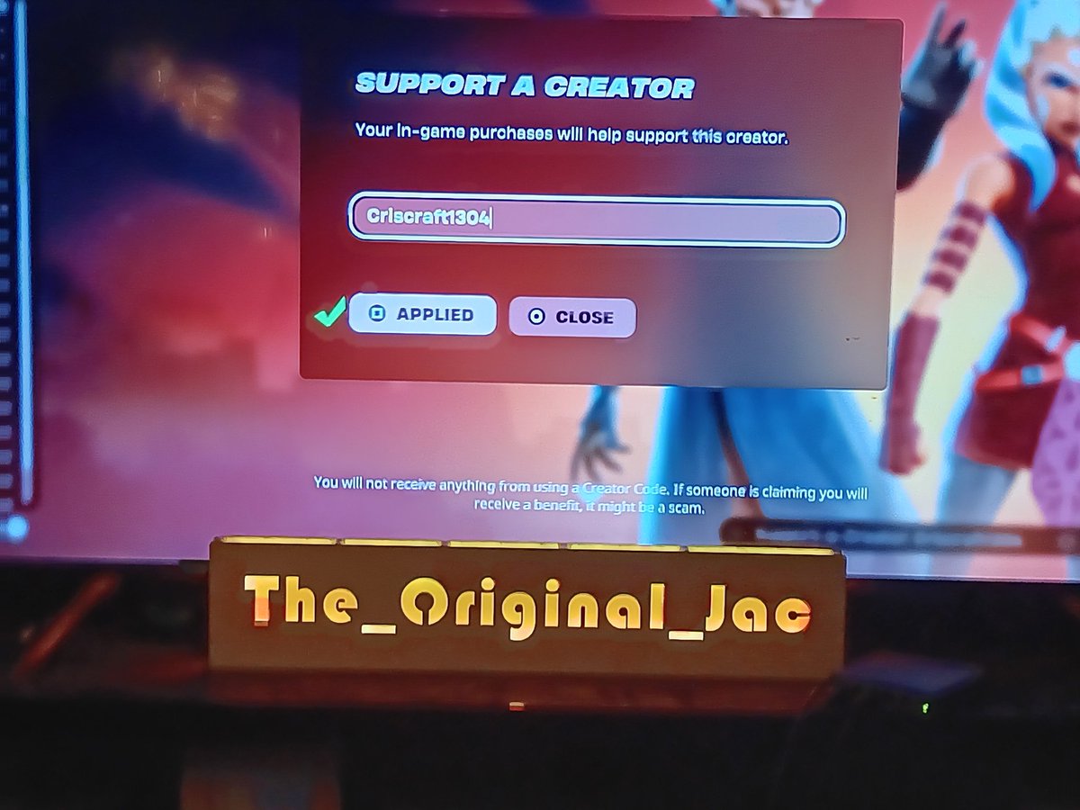 JackJ40543's tweet photo. @CrisCraft1304
Use Support A Creator Code CrisCraft1304 In Your Fortnite Item Shop
#SupportTheHomie
#TeamCrisCraft
#TheREALFortniteOGs https://t.co/Or9e7GSzKg