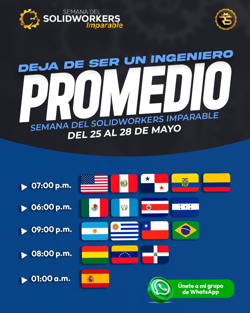 robinsarmientof's tweet image. 😤 ¿Modelos rotos en SolidWorks? 

No es el software, es tu lógica.

🚀 Únete a la #SemanaDelSolidWorkersImparable
✅ Masterclass GRATIS
📅 25-28 mayo | 7PM PE/CO
👉 Link en mi perfil

#SolidWorks #Ingeniería #CAD #Diseño3D