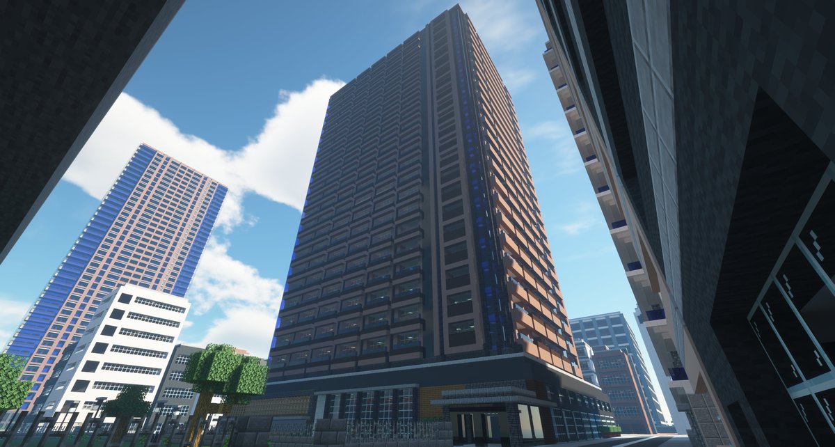 GoziraYonekura's tweet image. 再び新築のタワーマンションを建設しました。
地上：24階
高さ：約 :128m
#Minecraft #Minecraft建築コミュ #米倉市 
#マイクラ #マイクラ建築