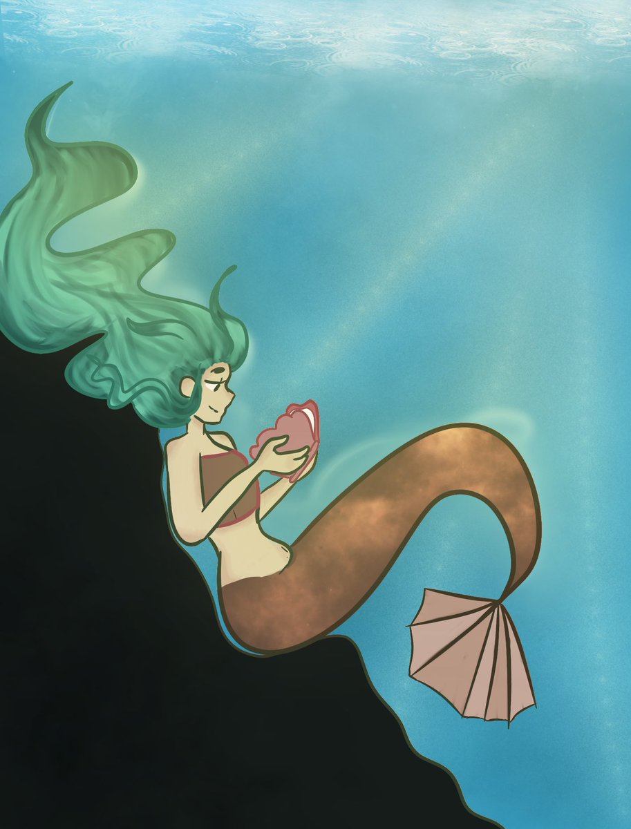 LunarDoodl0302's tweet image. Merman day 2 simple reading #mermaid #mermay #art