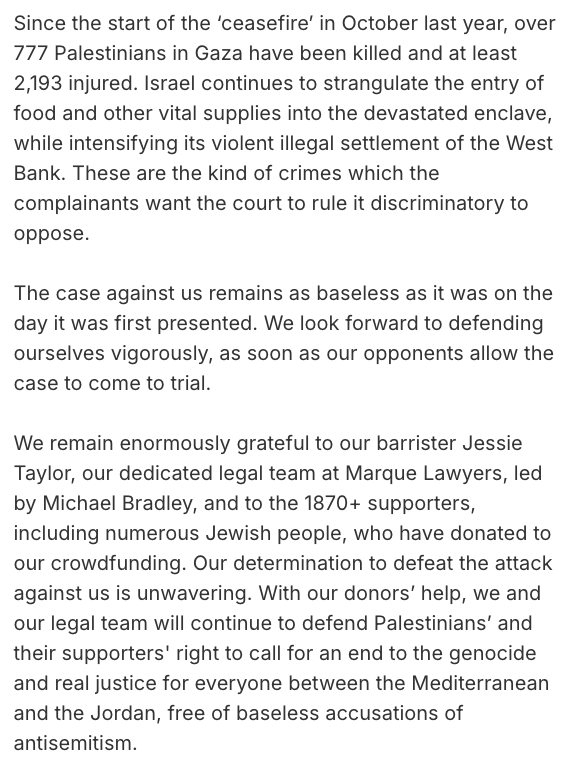 Statement on the Zionist lawfare being conducted by Joseph Toltz, Suzanne Rutland and others against <a href="/jkeaneSDN/">John Keane</a> and me. We're in court again on Tuesday, May 5, over whether the applicants should be allowed to make further changes to the scope and details of their case against us.