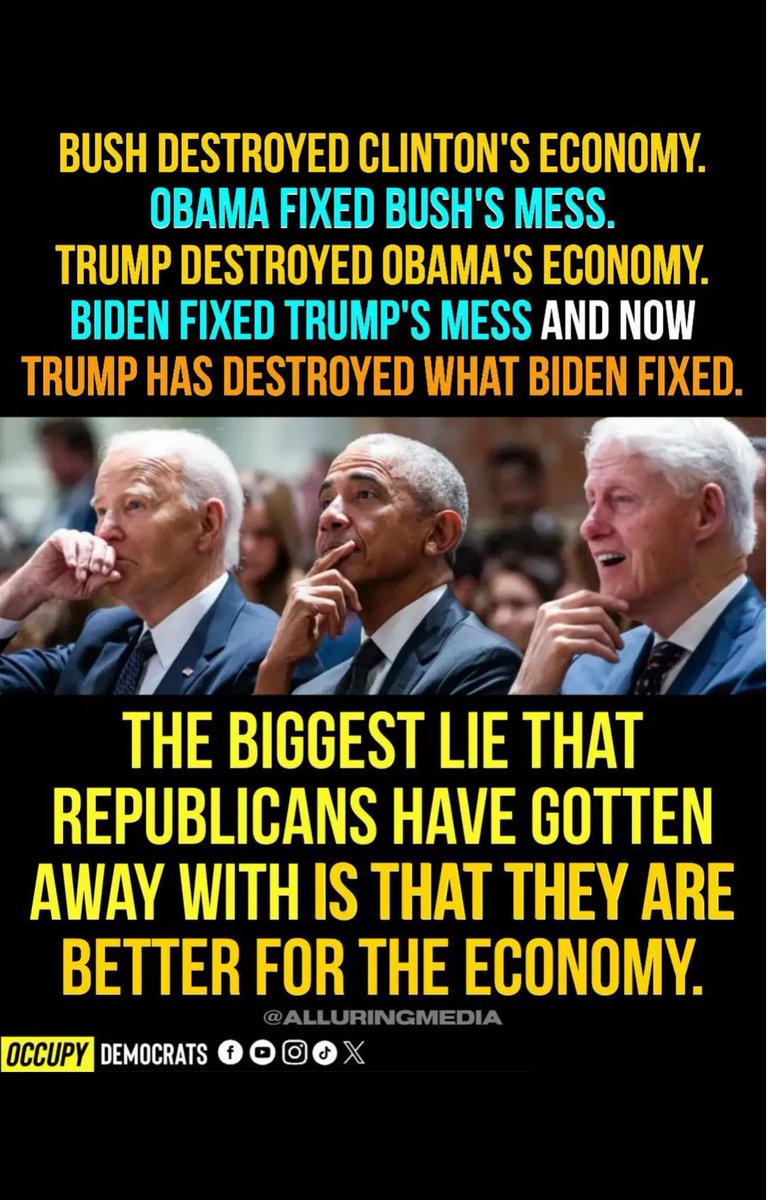 ChoiceCoffee99's tweet image. Even #Trump once said, Democrats were better for the economy. Then he chose to run as a #Republican as he famously said, “Republicans are stupid and will vote for me”. 
#Republicans can’t govern!