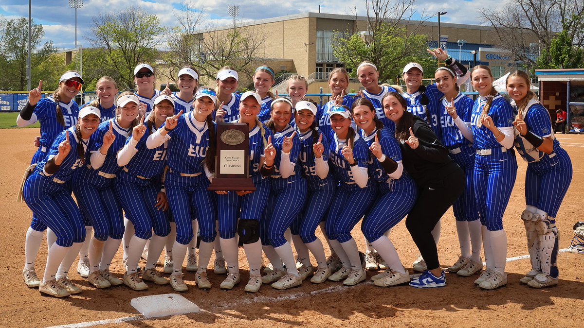 EIU_Panthers's tweet photo. Championship Smiles
@EIU_Softball locks up third straight @OVCSports regular season championship on Saturday afternoon.

EIU opens play in Peoria, Ill., on Thursday as the No. 1 seed in the OVC Tournament - 12:30 pm start time
🥎😃🏆👀⬇️ https://t.co/wx0qSIJEbs