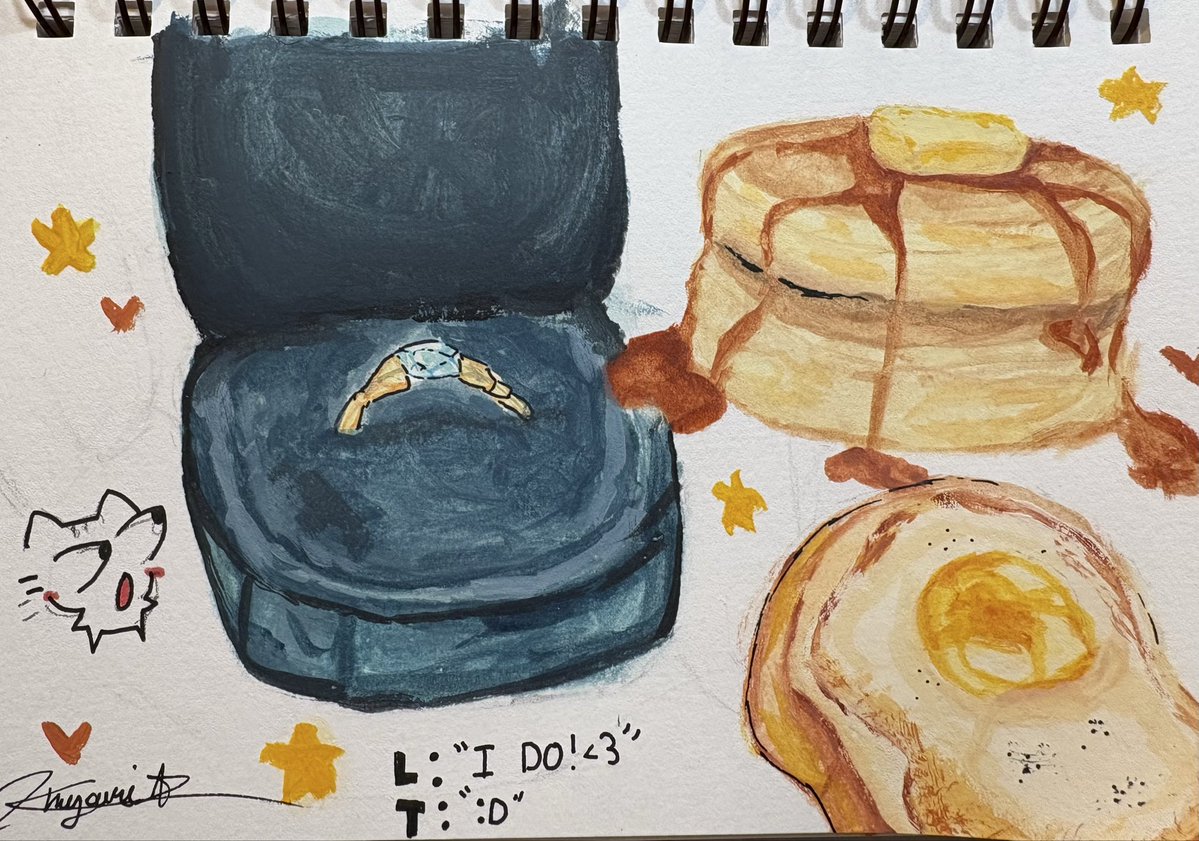 | #CHENFORD FANART | 
IM A BREAKFAST X PROPOSAL TRUTHER!!!
 (Haven’t done water color in awhile look a bit scuffed 😆)