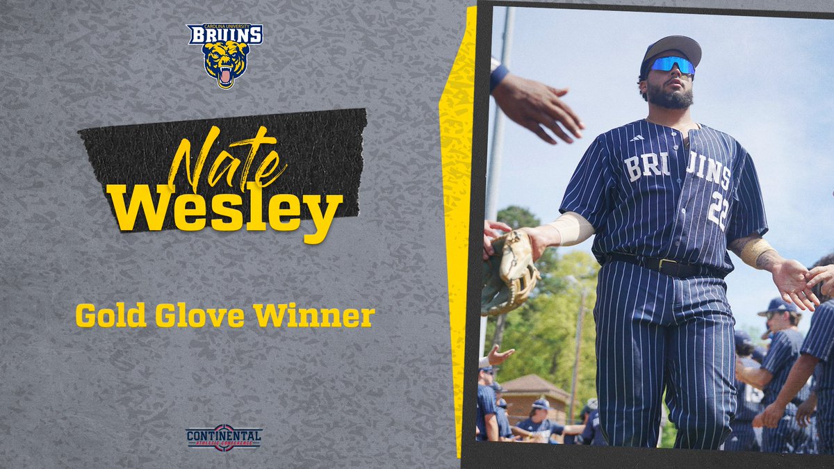 carolinaubase's tweet photo. Congratulations to Nate Wesley for being named to the 2026 Continental Athletic Conference Baseball All-Conference Team. Nate was selected as a winner of the Gold Glove award at 3B for the Continental Athletic Conference. https://t.co/IZK8tS7tHs