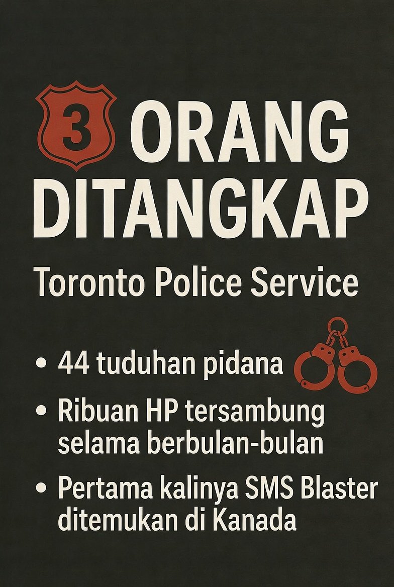csalab_id's tweet image. 🚨 Kanada Tangkap 3 Orang Pakai SMS Blaster!

Alat fake cell tower yang paksa HP korban connect lalu kirim phishing SMS.

Kasus pertama di negara itu. 44 tuduhan pidana.

Waspada SMS mendadak meski dari nomor resmi!

#SMSBlaster #Phishing #CyberSecurity