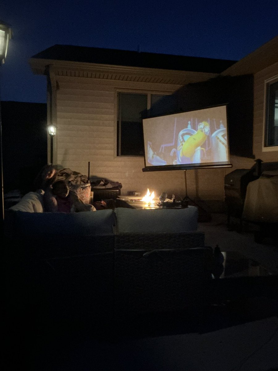 Such a great night. S’mores, a fire, and a movie on our second projector in 15 years. #haditbeforeitwascool #springnights