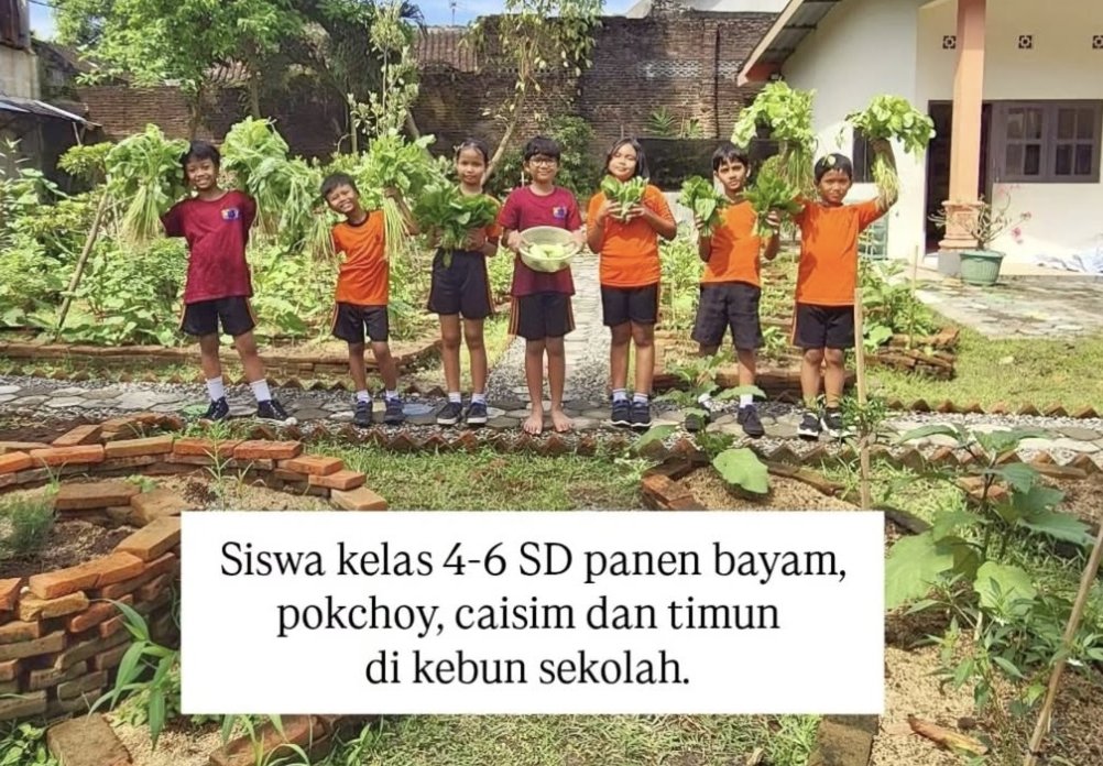 insidefolkative's tweet image. Siswa SD di Surakarta ini sajikan makanan bergizi hasil panen sendiri di sekolah. 

Source: IG/britaniasari