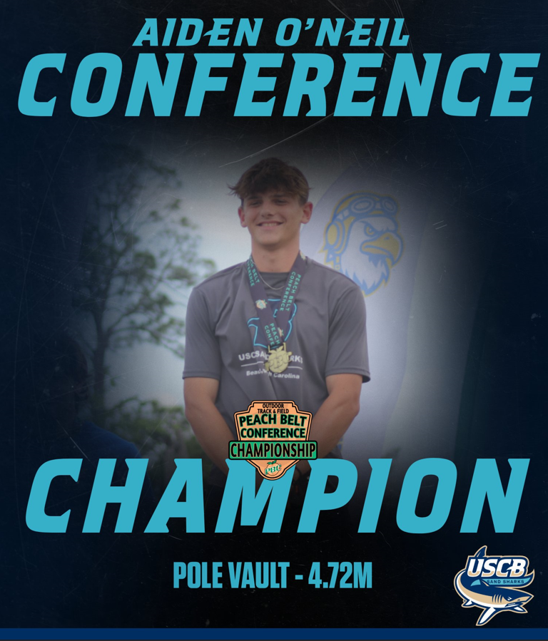 USCBAthletics's tweet photo. Congratulations to Aiden O'Neil on his first-place finish and conference championship in the Pole Vault!
#FINSUP https://t.co/sMCCwzXsYS