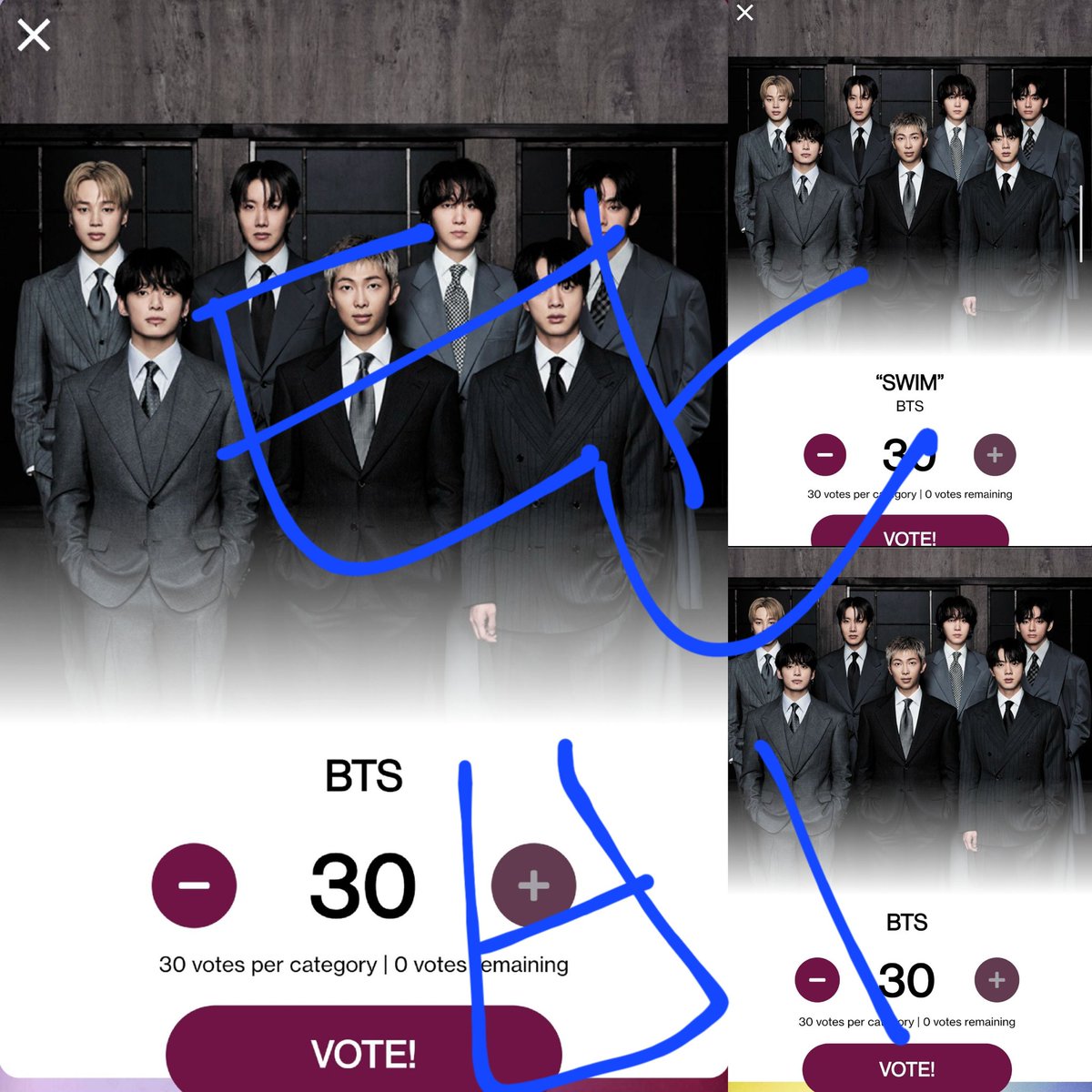 AMAs

✔ Best Male K-Pop Artist
◾ 웹투표(30표)
 🔗vote.theamas.com/best-male-k-po…

✔ Song of The Summer
◾ 웹투표(30표)
 🔗vote.theamas.com/song-of-the-su…

✔ Artist of the Year
◾ 웹투표(30표)
 🔗vote.theamas.com/artist-of-the-…