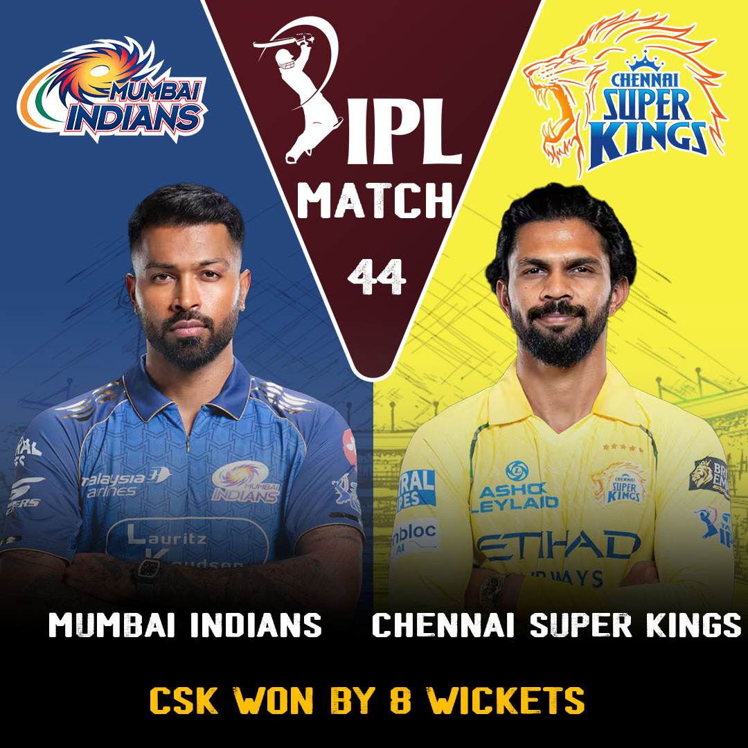 ZeeTamilNews's tweet photo. #SportsUpdate | CSK won by 8 wickets
#ZeeTamilNews | #IPL2026 | #MIvsCSK | #Match44 https://t.co/bE0QR2i2LZ