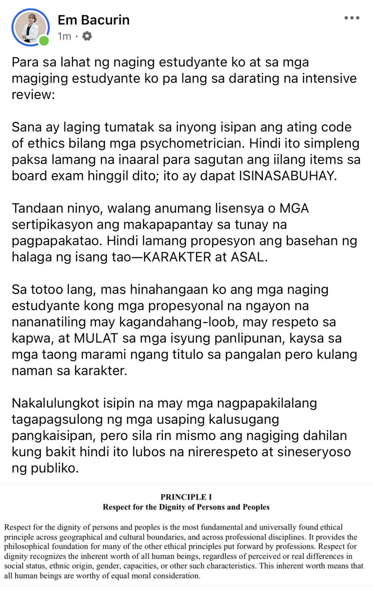 Mas matimbang ang propesonyal na marunong magpakatao...
