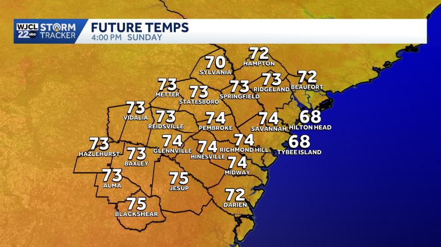 AustinGreenWX's tweet image. Temperatures will remain cooler than normal through the rest of the weekend🌡️⬇️. Here's a look at the forecast lows and highs on Sunday!

#gawx #Savannah #temperatures
