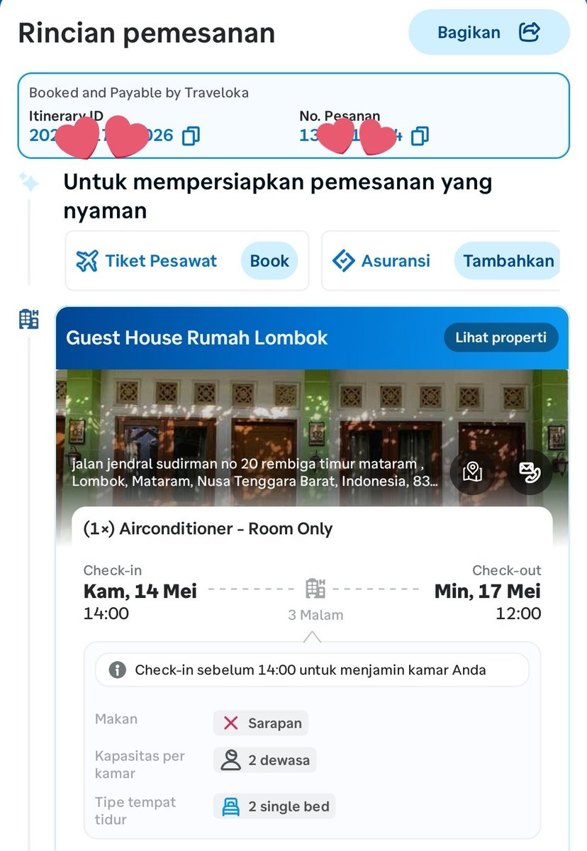 salsabilaskp's tweet photo. Gais yg cari penginapan di Lombok dm aku yaa
DIJUAL TIKET PENGINAPAN LOMBOK
murah ajaa 200rb 14-17 Mei 4hr 3mlm
Lokasi Mataram Lombok
aku beli di harga 275rb
.
Minat DM aku yaa.. 
#Penginapan #Liburan #Lombok https://t.co/s9VNhivfHq