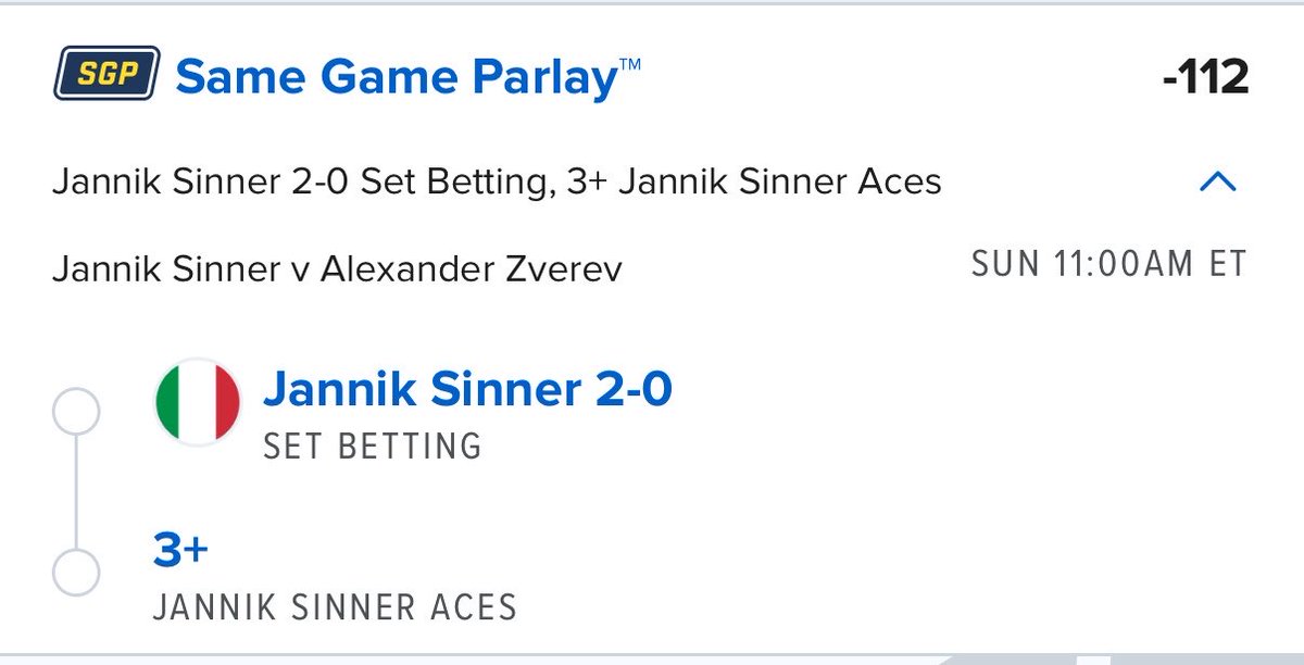 ParlayBuilder2's tweet photo. Back to the system play. Bring it home Sinner #forzaaa 🇮🇹🇮🇹🇮🇹 https://t.co/UkC7AMXJag