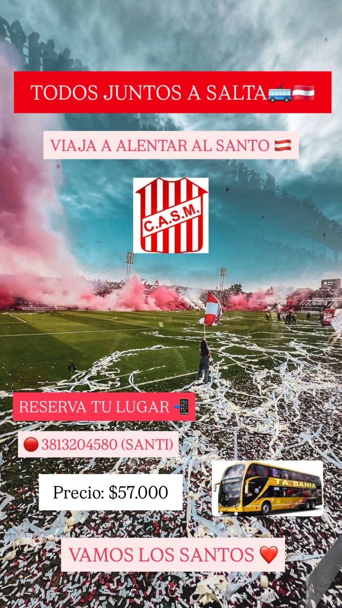 GENTE QUERIDAAAA. GANÓ SAN MARTINNNNN Y SOLO DECIR QUE NO SE QUEDEN SIN LUGAR POR QUE ESTAN VOLANDO LOS ASIENTOSSS🤩🤩🤩
3813204580 para mas infoooo🇦🇹🇦🇹🇦🇹
#Jueguesanmartin