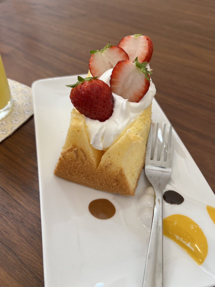 necoann2's tweet photo. ねこあんです。
生クリームたっぷりのシフォンケーキ。数量限定🍓

と里親募集中のしずくちゃん。
🐾
🐾
#ねこあん　#シフォンケーキ　#いちご　#保護猫　#猫　#cat #宮城　#数量限定 https://t.co/53bgIolQkv