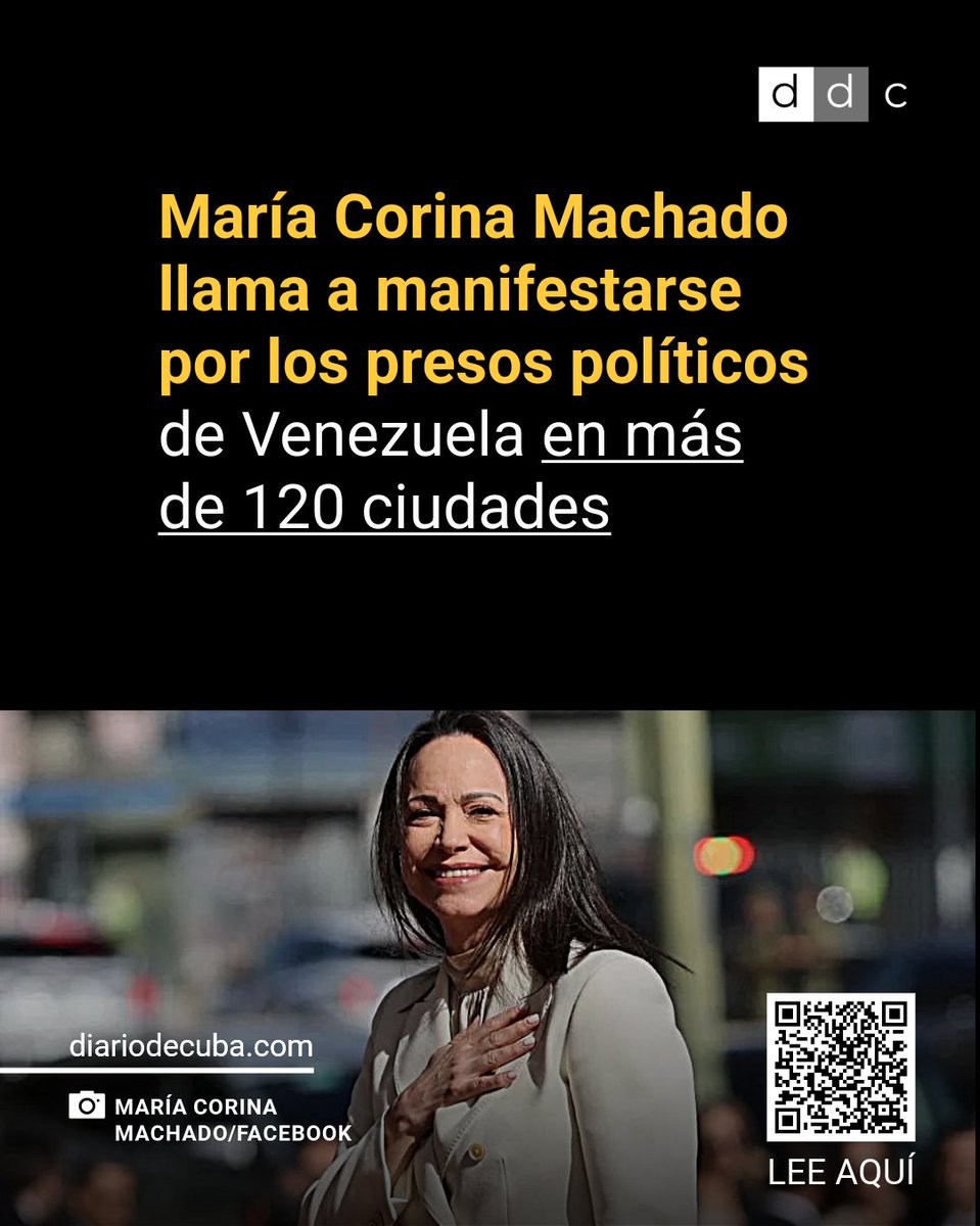 diariodecuba's tweet image. 'Ellos (#PresosPolíticos) y sus familias necesitan de nuestra voz, necesitan de nuestra fuerza', afirma líder opositora de #Venezuela #MaríaCorinaMachado, Premio Nobel de la Paz.

📣: @MariaCorinaYA 

LEE MÁS en #DiarioDeCuba
f.mtr.cool/ljhuylyicx