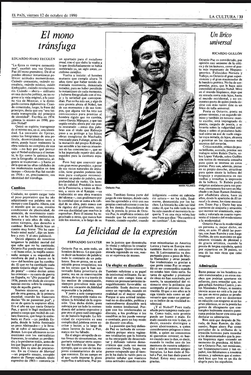 JuanKinka's tweet image. 1990 

#Mexico #America 

Octavio Paz 

#NobelPrize