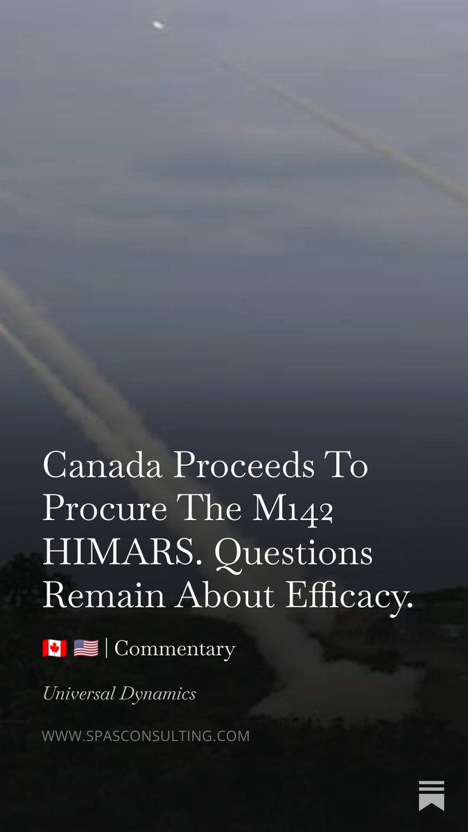 shahpas's tweet photo. 🇨🇦🇺🇸 Canada has placed an order for some number of M142 HIMARS launchers and associated munitions. Leaving aside how these are American-built, we are dealing with potent and proven systems. There are, however, major questions about the efficacy of this procurement choice in terms of the Canada-NATO angle. See the next post for the link. 1/