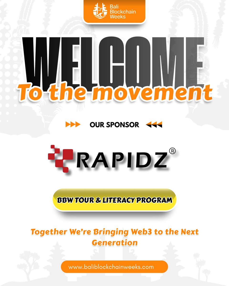BaliBlockchainW's tweet image. @Rapidz_io (Infrastructure / payments / utility)

WELCOME TO THE MOVEMENT 🚀

RAPIDZ is now part of Bali Blockchain Week 🔥

Powering real-world utility, together we’re accelerating how Web3 integrates into everyday transactions.

#BBW2026 #Web3Utility #CryptoPayments