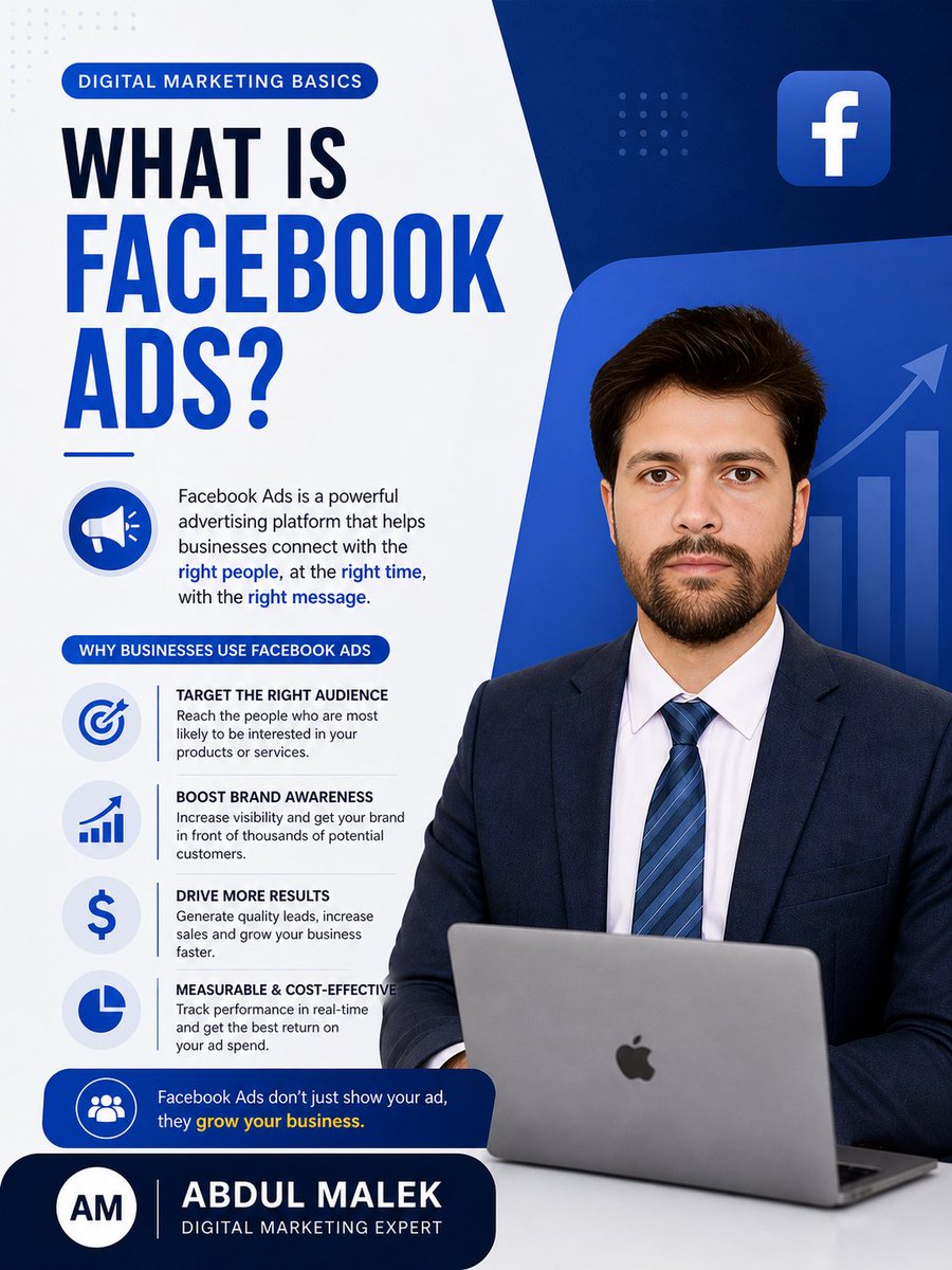 abdulmalekbds's tweet image. What is Facebook ads?

At its core, Facebook Ads is a paid advertising platform that allows businesses to show targeted messages to people across Meta’s ecosystem, which includes Facebook, Instagram, Messenger, and the Audience Network.

#Facebookads #facebookmarketing