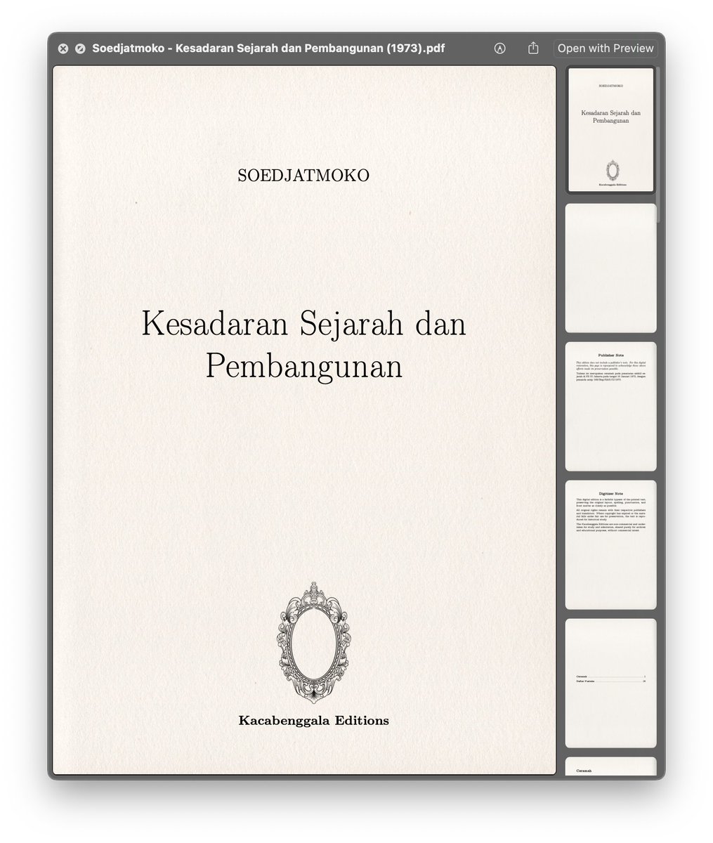 KacabenggalaEds's tweet photo. Kesadaran Sejarah dan Pembangunan karya Soedjatmoko menegaskan bahwa sejarah bukan sekadar hafalan masa lalu, melainkan cara bangsa memahami diri, menafsirkan pembangunan, dan menjaga identitas nasional agar tetap hidup, terbuka, serta kreatif.

https://t.co/fq0HBu7C9z https://t.co/WswzpsyvFo
