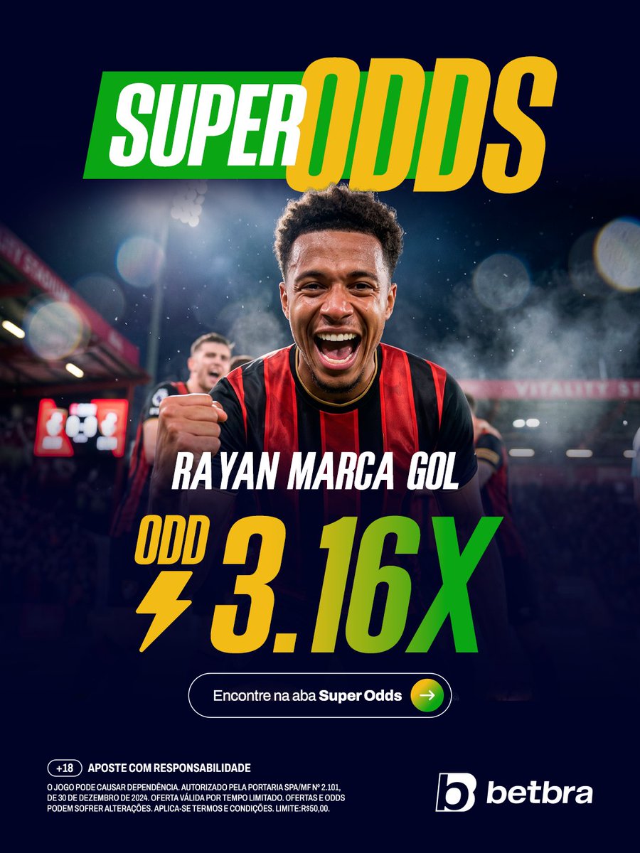 Rayan guardar hoje não é loucura não… viu 👀⚽

💥 Rayan marca gol
🚀 3.16x

Tá na Super Odds… e essas aí somem rapidinho 😮‍💨🔥

🔞 #JogueComResponsabilidade – Autorização SPA/MF: 2.101