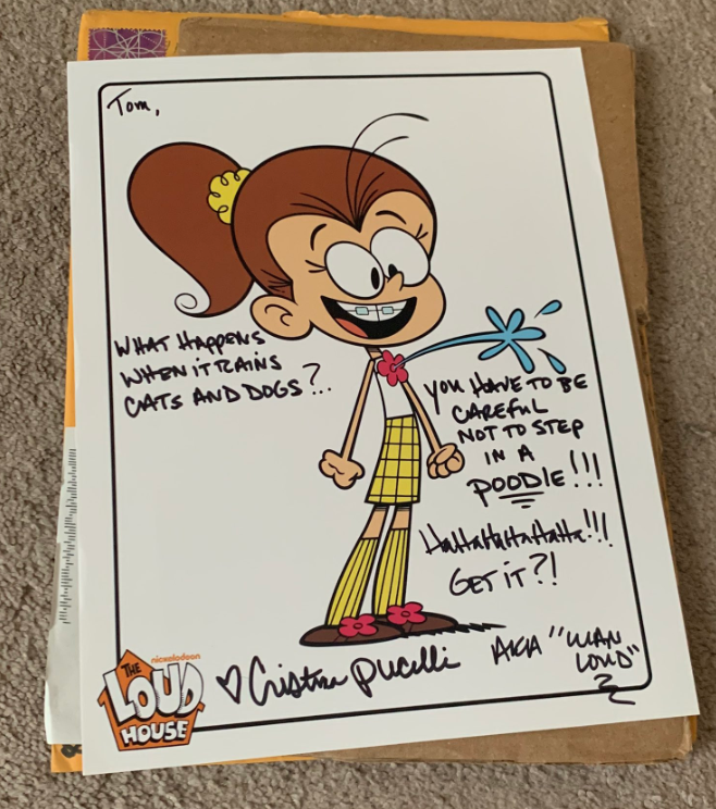 TomHamill2's tweet image. before Cristina Pucelli left Twitter I still managed to get her autograph and it's still hanging in my room #TheLoudHouse