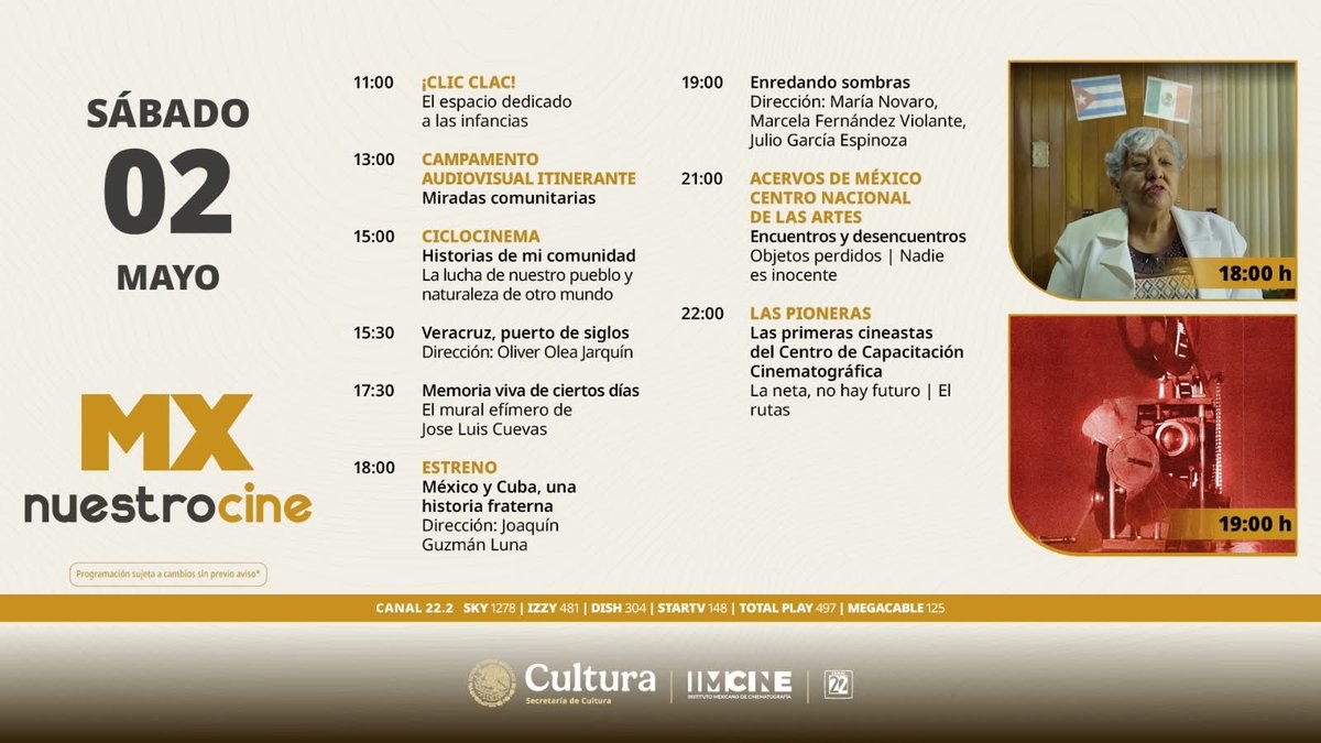 CCCMexico's tweet photo. 💻📺 #CineCCC Sábado 2 de mayo a las 22 h por @mxnuestrocine
#LasPioneras Las primeras cineastas del CCC
El rutas, de Elsie Méndez
La neta no hay futuro, de Andrea Gentile https://t.co/FuKKVTBz07