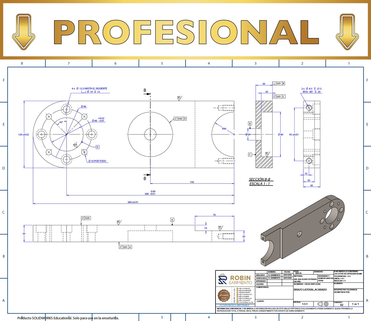 robinsarmientof's tweet image. ¿Tu plano ayuda… o confunde al taller? 📐

🔴 Novato: cotas cruzadas y sin tolerancias.
🟢 PRO: acotado limpio, GD&amp;amp;T y acabado definido.

Diseña con criterio en SolidWorks.

👉 chat.whatsapp.com/ISNk3wxT3Rw3j1…

#SolidWorks #CAD #Ingeniería