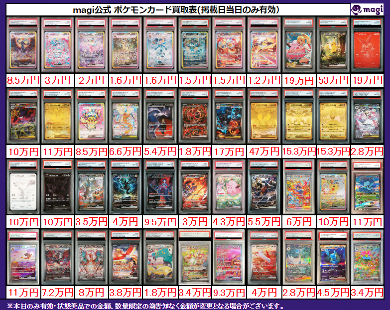 ✨magi ポケカ 買取情報✨】 ポケモン MEGA ex PSA10🔥 買取表更新
