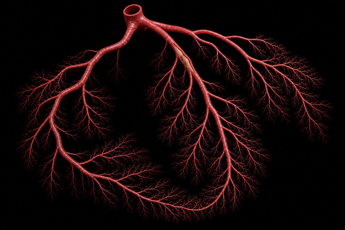 KhanFaridMD's tweet image. I asked ChatGPT for clinicians to generate an image of coronary arteries to the detail of microvasculature with a pLAD disease. First image is its imagination based on the prompt. Second image is the RAO-Cran creation. Took a few tries to help it correct the anatomy. #CardioX