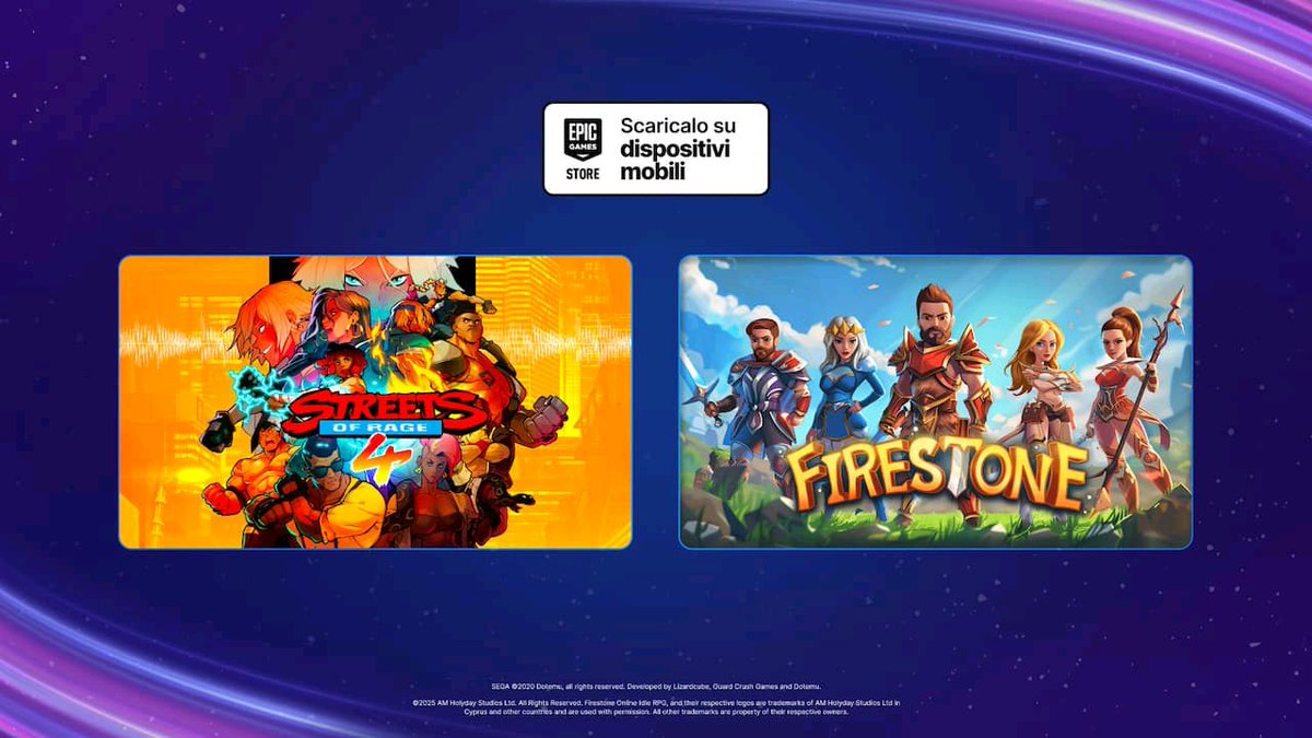 ThrilledGamers's tweet image. The games Firestone Online Idle RPG, Oddsparks (PC) and Streets of Rage 4 (Mobile) are FREE on Epic Games

store.epicgames.com/it/free-games

#GiochiGratis #FreeGames #Firestone #Oddsparks #StreetsOfRage4