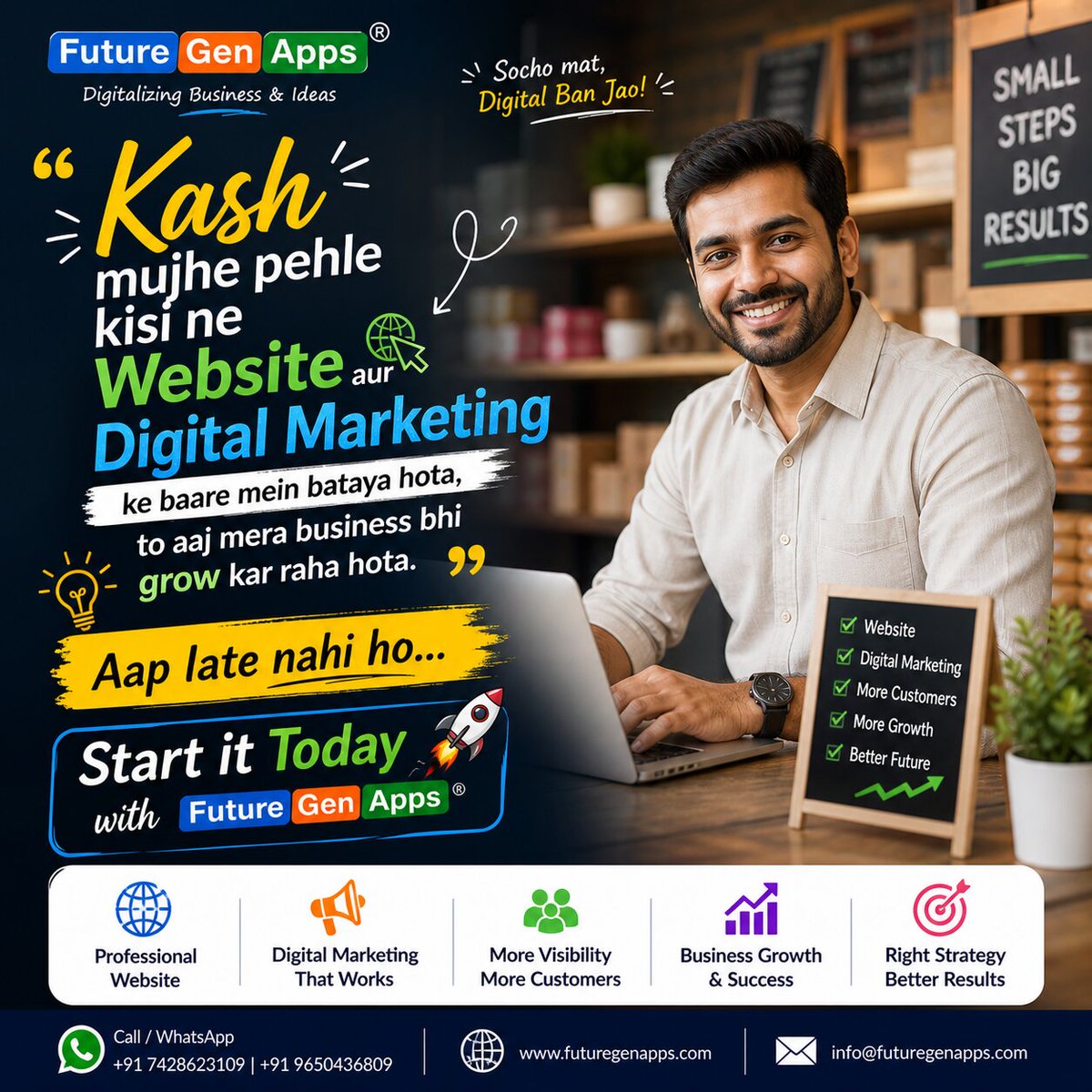 futuregenapps's tweet image. 🚀 Wish you had started earlier? The best time is NOW.

Customers search online before they visit any shop or office. 

#sunday  #sundaymotivation   #website #websitedesign #webdevelopment #webdeveloper #webdesigner #nearbywebsitedeveloper
