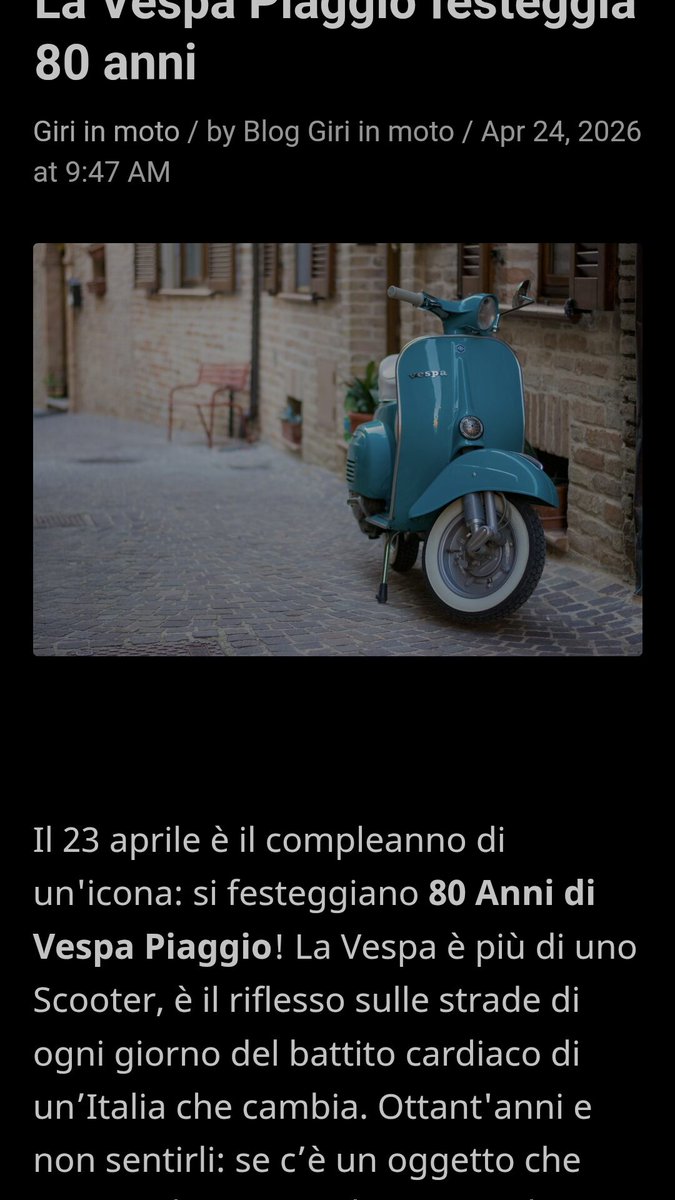 uomocheascolta's tweet image. Buon compleanno. Come si fa a non amare la #Vespa?