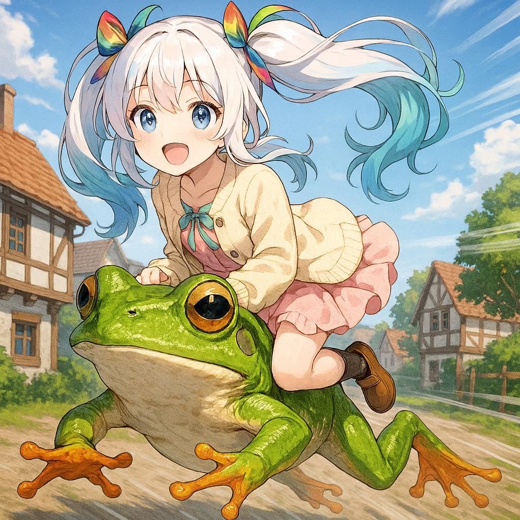 kerokero1023's tweet image. 買い物行ってきますケロ🐸😊✨
#GPT4 #AIイラスト