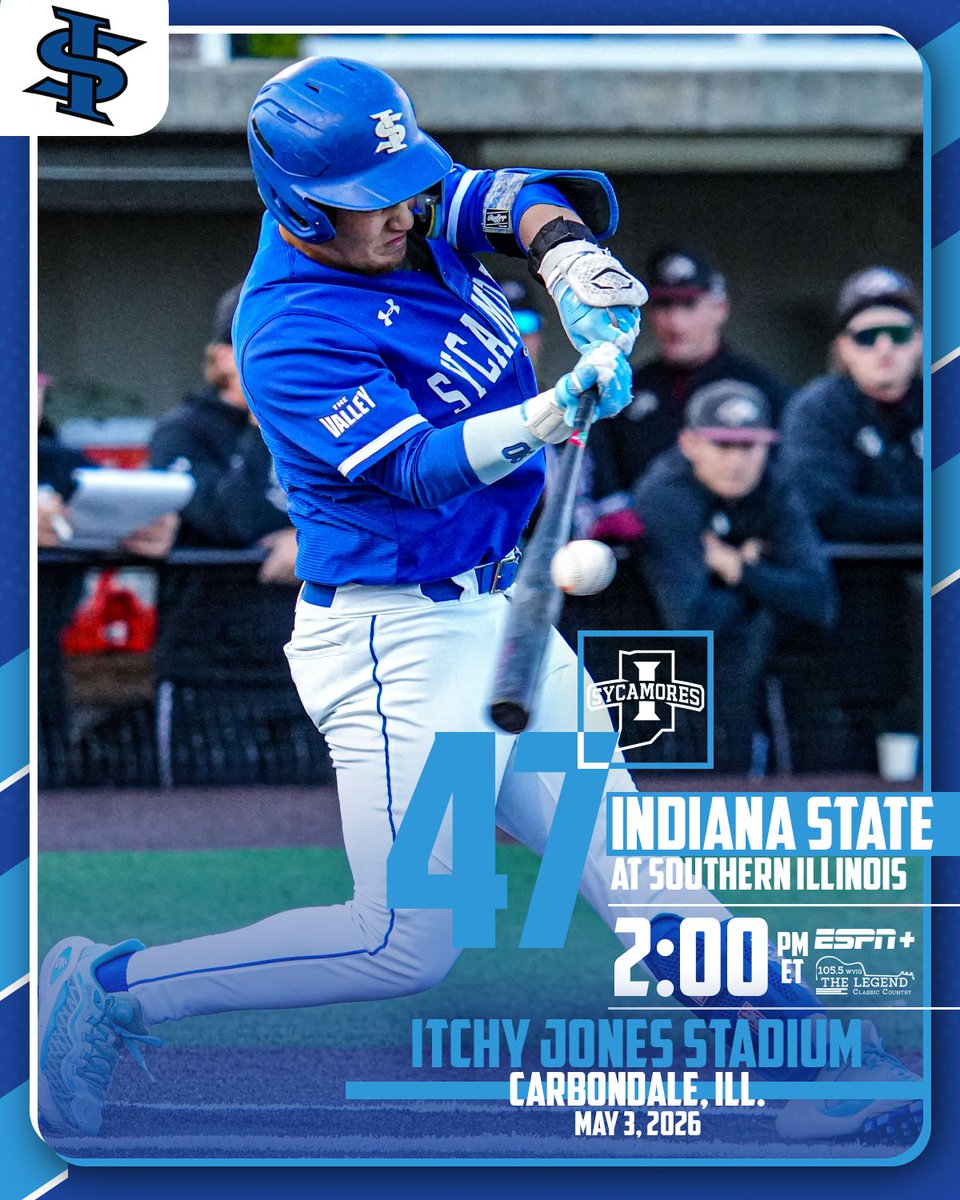 IndStBaseball's tweet image. #GameDay

🆚 Southern Illinois
📍: Carbondale, Ill.
🕟: 2 p.m. ET
🏟️: Itchy Jones Stadium
📺: tinyurl.com/52aa6p5a
📻: tinyurl.com/y2ux3s8c
📊: tinyurl.com/3pnadxnh

#MarchOn