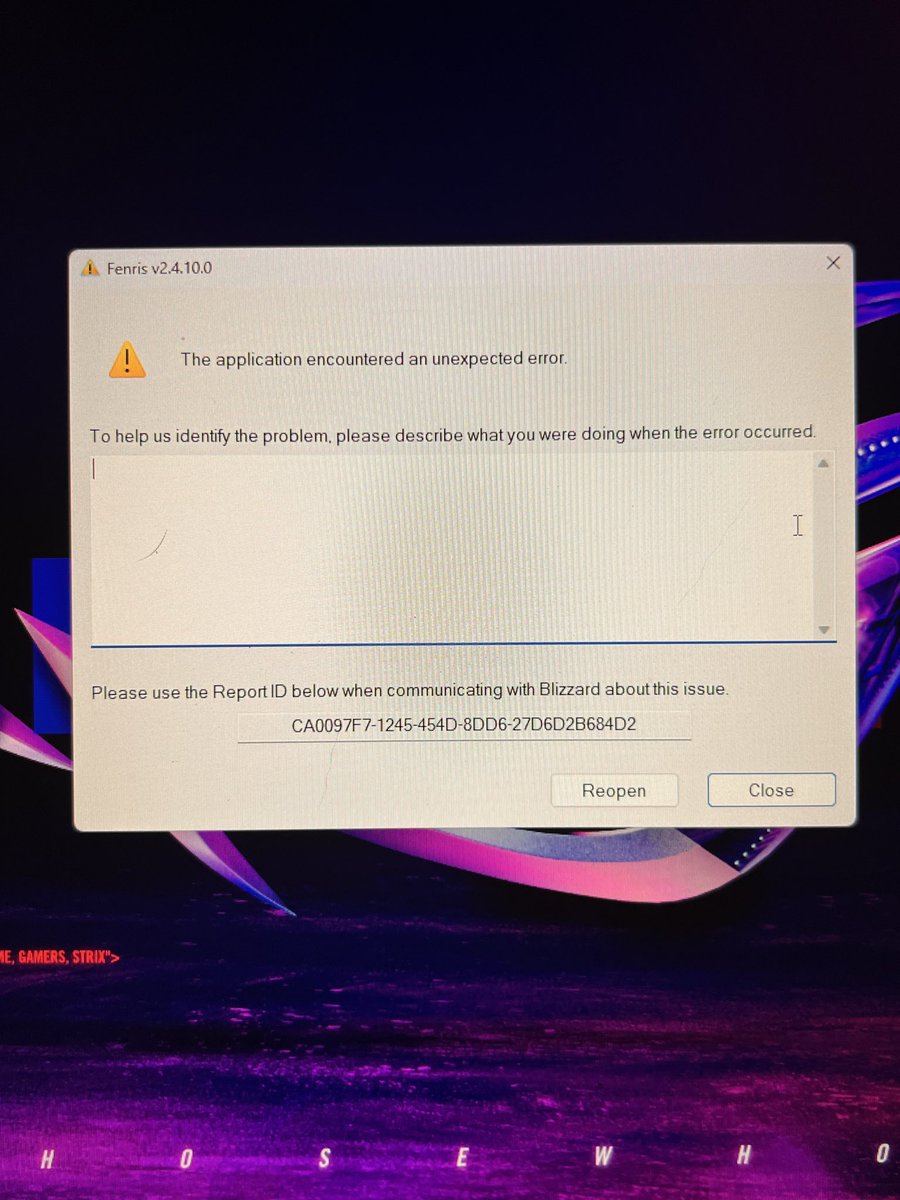 johnnycasual_'s tweet photo. @Diablo @BlizzardCS 
No idea what’s going but the game is genuinely unplayable. Plus I JUST bought the WoW tier skins and can’t even check them out. Every time I try to load in, I’m getting a different error message and a crash. What is happening here? https://t.co/8o8RX8x9rt
