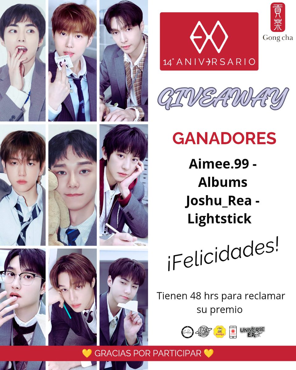 eristreamers's tweet photo. ¡GANADORES DE 
GIVEAWAY! 🫶🏻✨

🏆🎖
▫️AIMEE.99 -Albums random
▫️JOSHU_REA - Lightstick 

​¡Gracias por demostrar el poder de EXO-L!
​
Exo Power México 
EXO 엑소 FANS 
Eristreamers 
Team beartiful 
Universe EXO

​#EXO #엑소 #EXOAniversario #EXOL #WeAreOne #14YearsWithEXO https://t.co/EFYms2IG2j