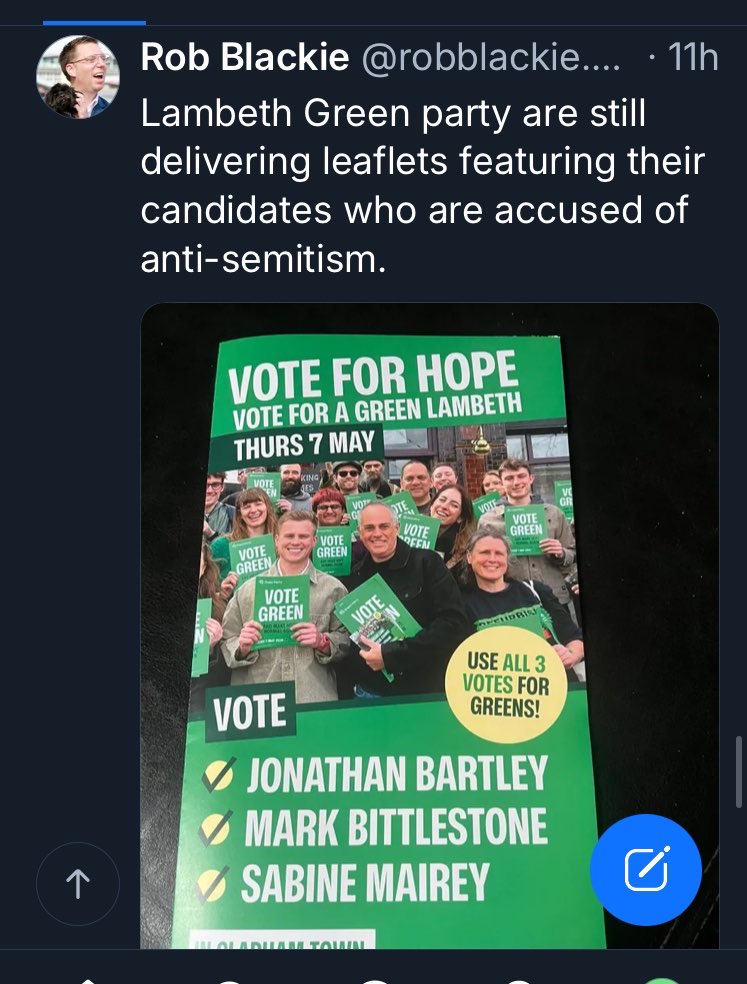 treesey's tweet photo. Lambeth Green Party haven’t really suspended candidates - as of 2.5.25.

Lambeth Greens are still delivering leaflets featuring their candidates who are accused of anti-semitism - Sabine Mairey and Mark Bittlestone https://t.co/ePpiKDVE6Z