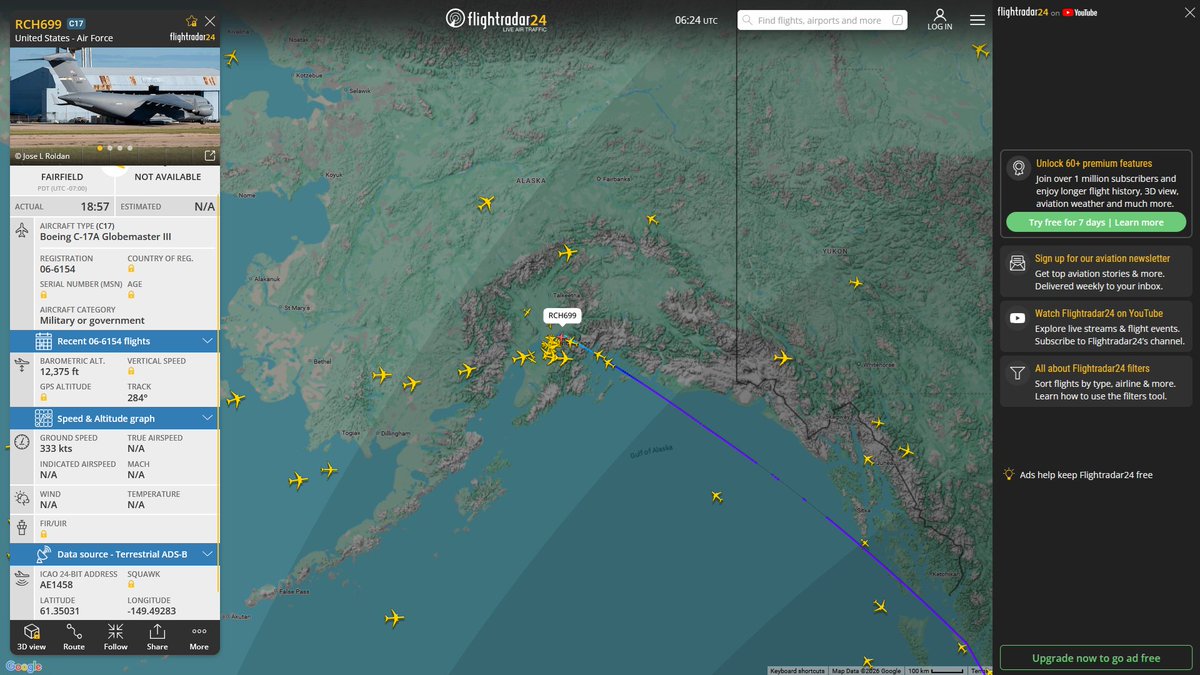 AIYeyENGDdJkjTr's tweet image. May 3, 2026
#Fairfield Travis Air Force Base ==&amp;gt; #Anchorage

#RCH699 #AE1458 USAF C-17A Globemaster III