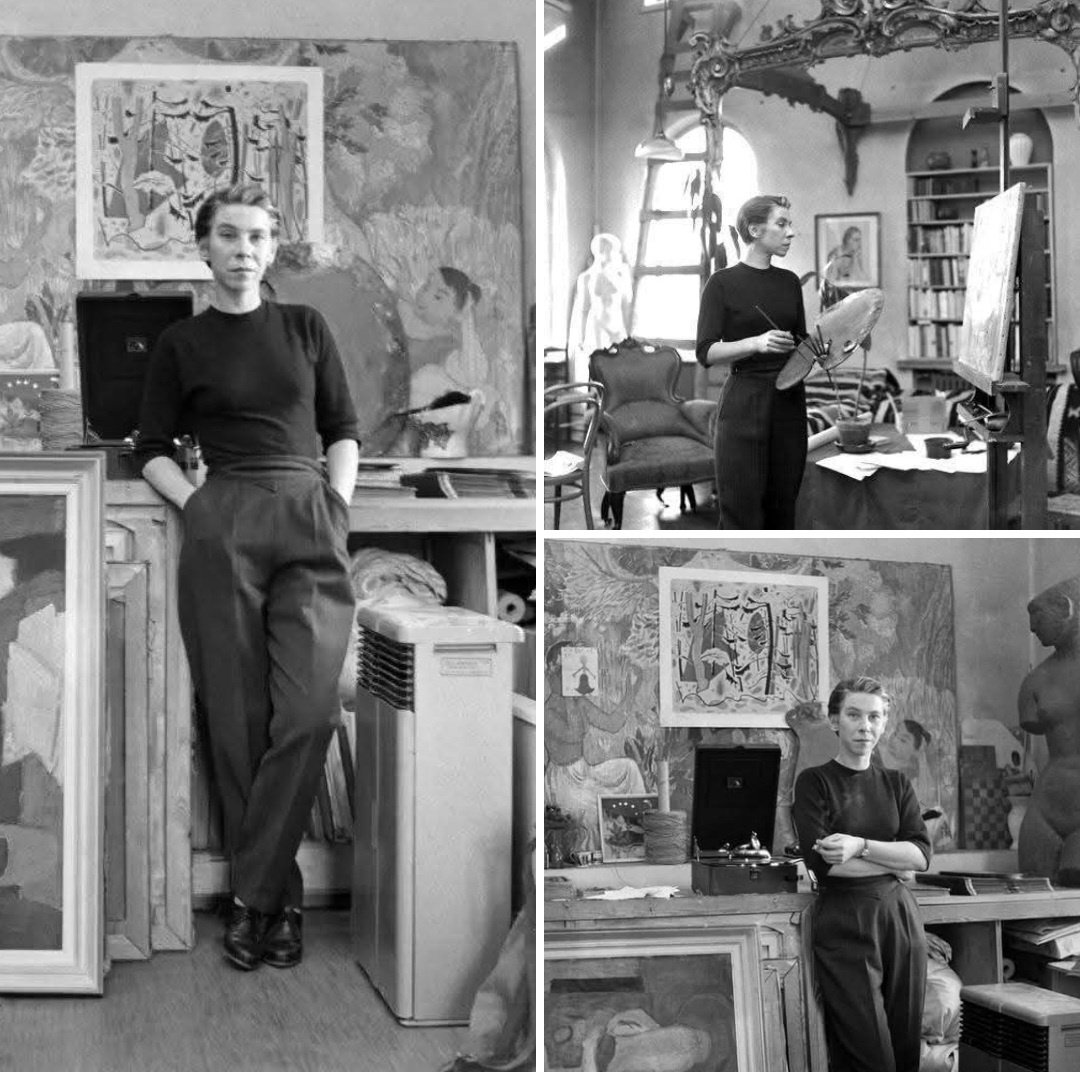 womensart1's tweet image. Tove Jansson in her studio,1956, Finnish artist and creator of the Moomin book series #womensart #RoomArtWeek