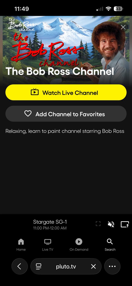 tenthfloor's tweet photo. @JustJ317 There is a whole Bob Ross channel on Pluto TV. Totally free. https://t.co/43s3YW04zJ