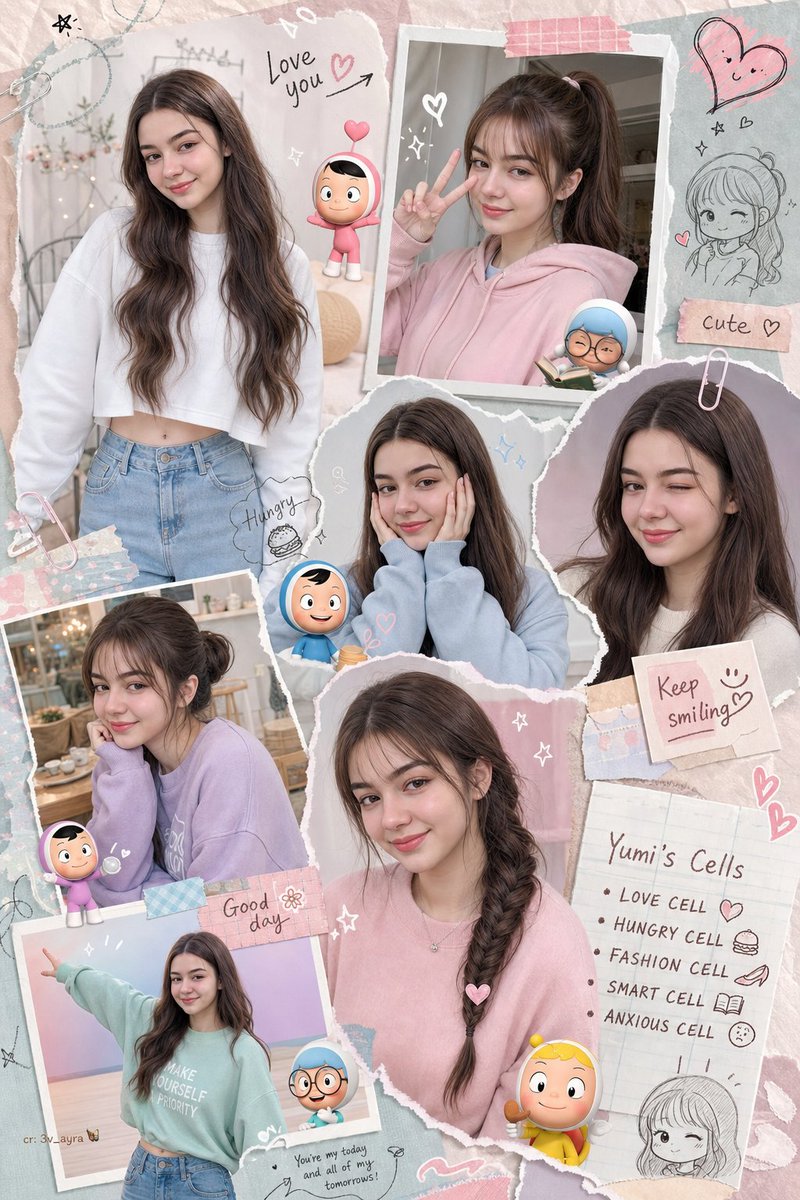 Whimsical Scrapbook Collage of Playful Poses - PromptGather image 1