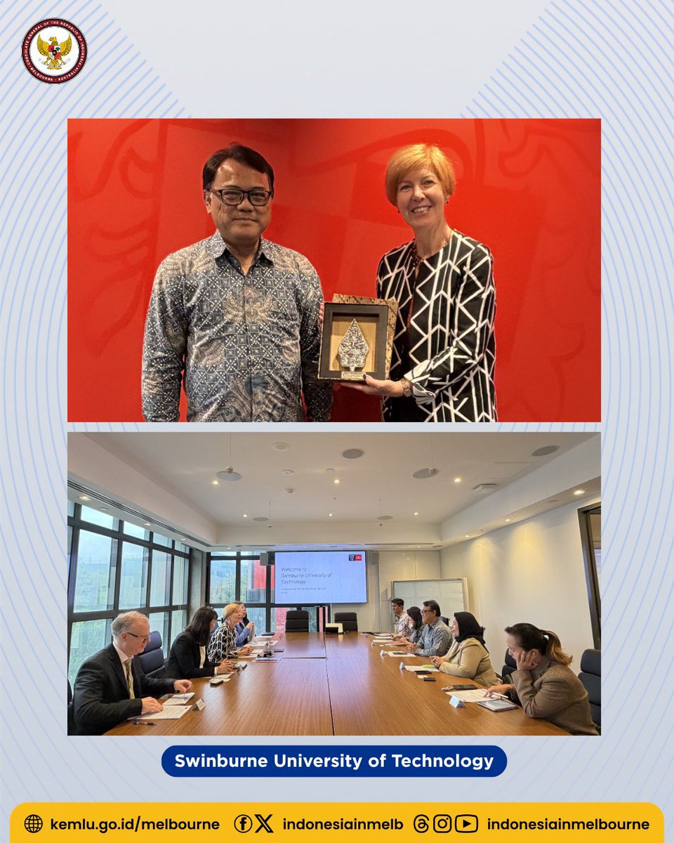 IndonesiaInMelb's tweet image. Strengthening Indonesia–Australia Higher Education Collaboration.

Read the full article:
kemlu.go.id/melbourne/beri…

#IniDiplomasi #IndonesiaUntukDunia #DemiNKRI #IndonesianWay #RintisKemajuan