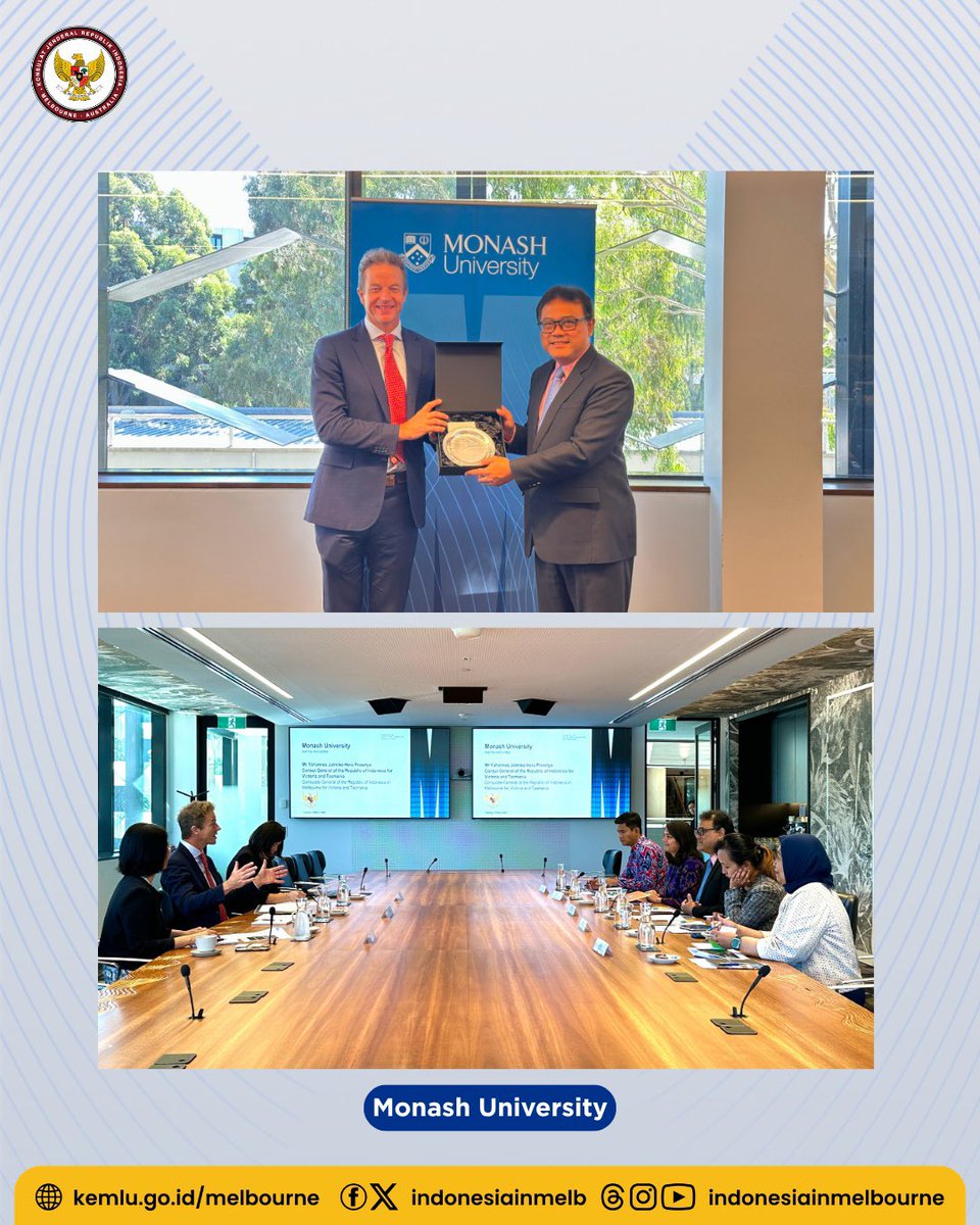 IndonesiaInMelb's tweet image. Strengthening Indonesia–Australia Higher Education Collaboration.

Read the full article:
kemlu.go.id/melbourne/beri…

#IniDiplomasi #IndonesiaUntukDunia #DemiNKRI #IndonesianWay #RintisKemajuan