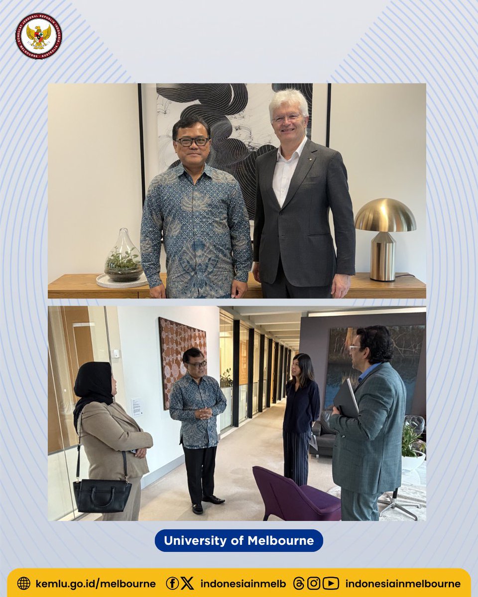 IndonesiaInMelb's tweet image. Strengthening Indonesia–Australia Higher Education Collaboration.

Read the full article:
kemlu.go.id/melbourne/beri…

#IniDiplomasi #IndonesiaUntukDunia #DemiNKRI #IndonesianWay #RintisKemajuan